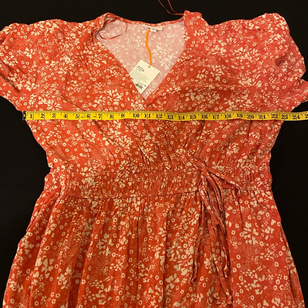 A NEW DAY Orange and Cream Tropical Floral Short Sleeve Sheer Maxi Dress XXL - Picture 3 of 10